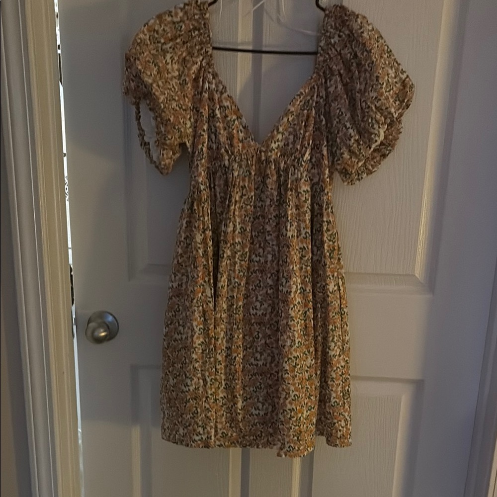 Brown and Tan Maxi Scoop Neck Sundress for Casual Occasions